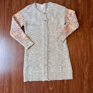 Sundance wool lambswool blend chunky knit longline gray embroidered cardigan XS
